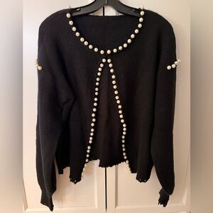 Black Pearl-Embellished Sweater